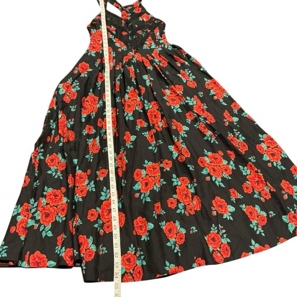 Free People Black Floral Maxi Dress Boho Sleeveless Pockets Size S - Picture 7 of 12